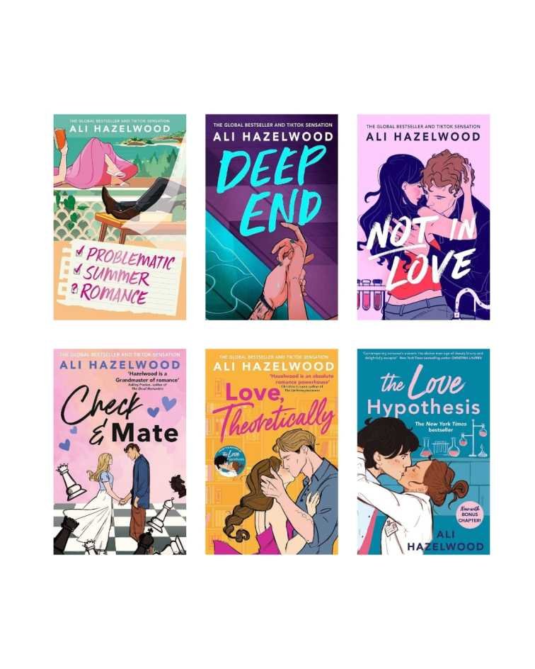 Ali Hazelwood Collection: The Love Hypothesis, Love, Theoretically, Check &amp; Mate, Not in Love, Deep End, and Problematic Summer Romance (Set of 6 Books)