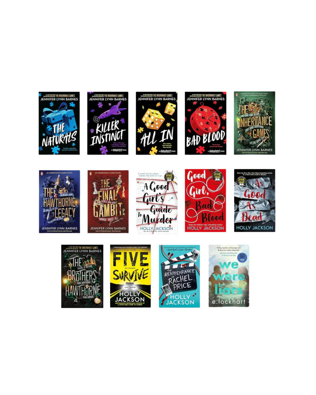 Jennifer Lynn Barnes & Holly Jackson Young Adult Mystery Thriller Book Lot (14 Books Total) - The Inheritance Games, The Naturals, A Good Girl's Guide Series