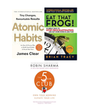 Ultimate Productivity Book Combo: Atomic Habits + Eat That Frog! + The 5 AM Club | Self-Help & Success Books Set