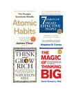 Ultimate Success & Self-Improvement Book Combo: Atomic Habits + The 7 Habits of Highly Effective People + Think and Grow Rich + The Magic of Thinking Big | Personal Development Books Set