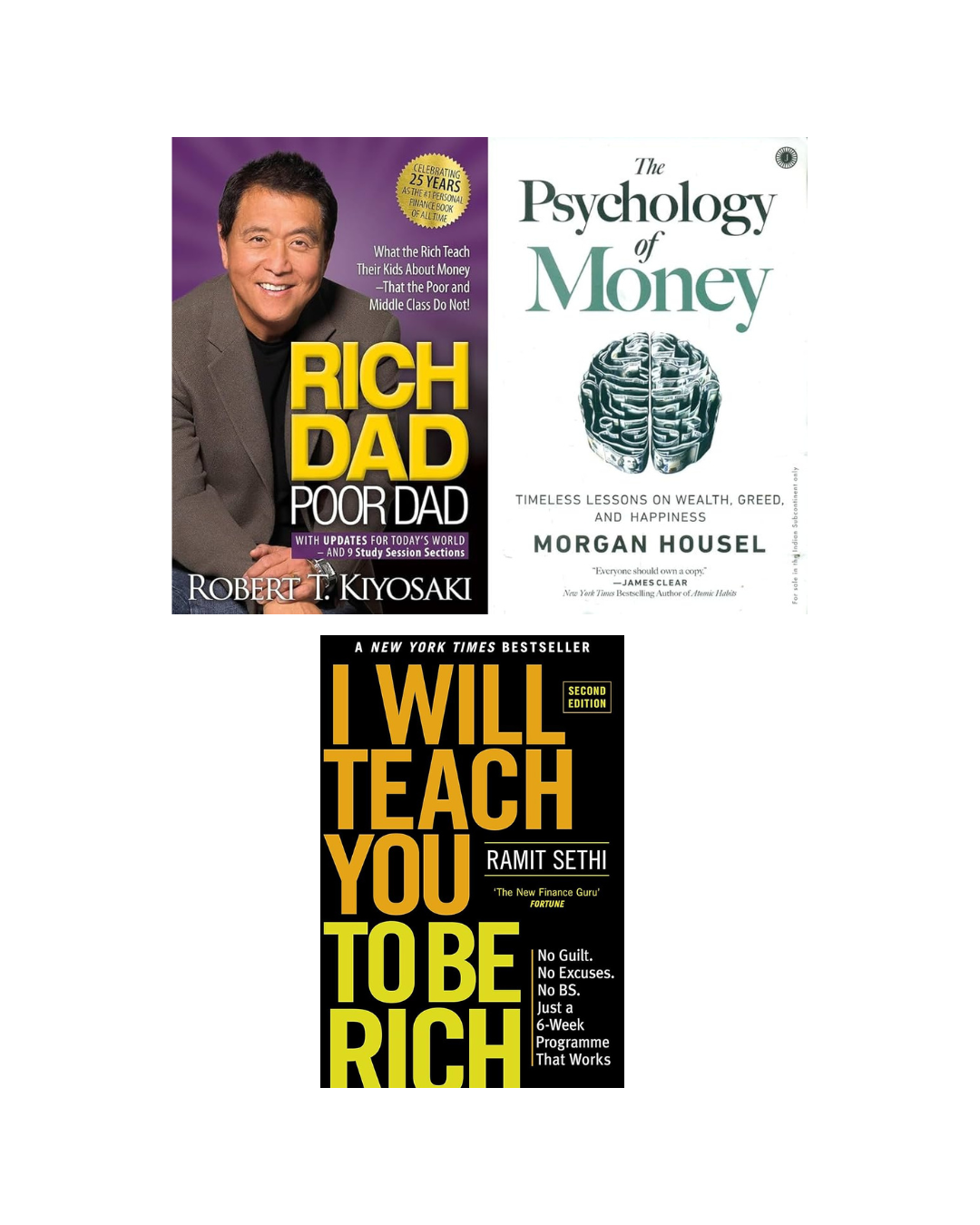 Personal Finance & Wealth Building Book Combo: Rich Dad Poor Dad + The Psychology of Money + I Will Teach You to Be Rich | Money & Investing Books Set