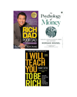 Personal Finance & Wealth Building Book Combo: Rich Dad Poor Dad + The Psychology of Money + I Will Teach You to Be Rich | Money & Investing Books Set
