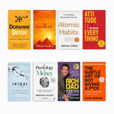 Dopamine Detox + The Alchemist + Atomic Habits + Attitude Is Everything + Ikigai + The Psychology of Money + Rich Dad Poor Dad + The Subtle Art of Not Giving a F*ck | 8-Book Combo