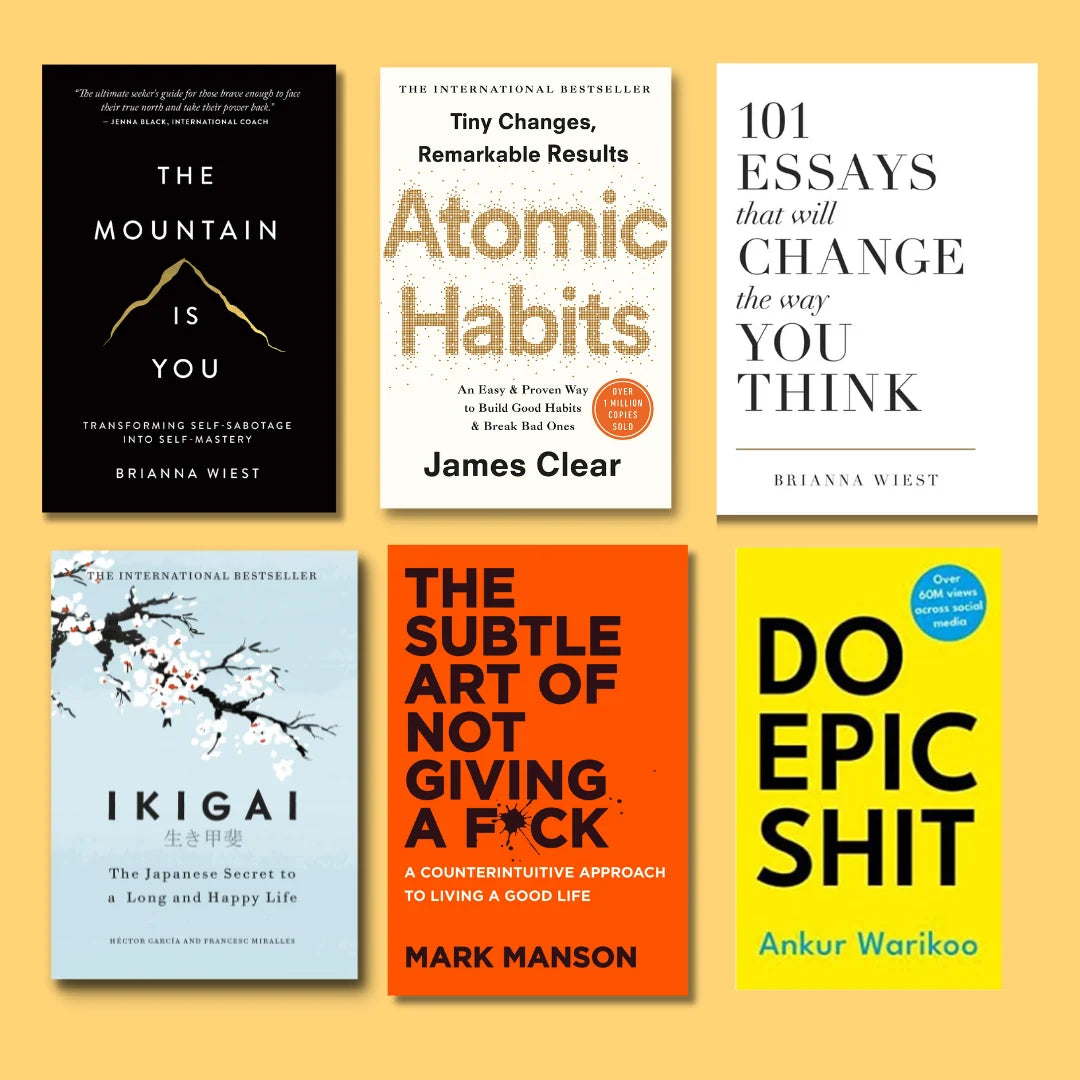 Atomic Habits + Ikigai + The Mountain Is You + 101 Essays + The Subtle Art of Not Giving a F*ck + Do Epic Shit | 6-Book Self-Help Combo