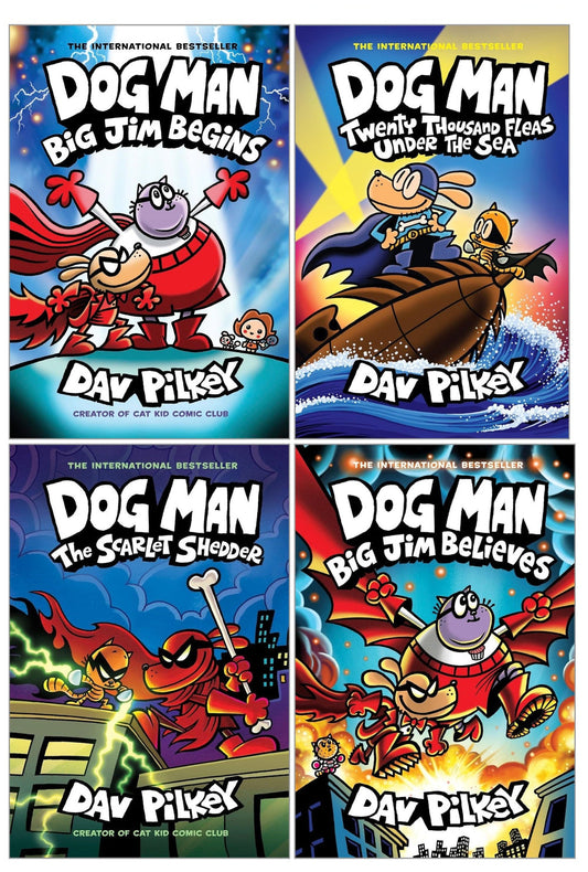 Dog Man Book Set (Parts 11–14) by Dav Pilkey – Illustrated Graphic Novel Series for Kids (Hardcover)